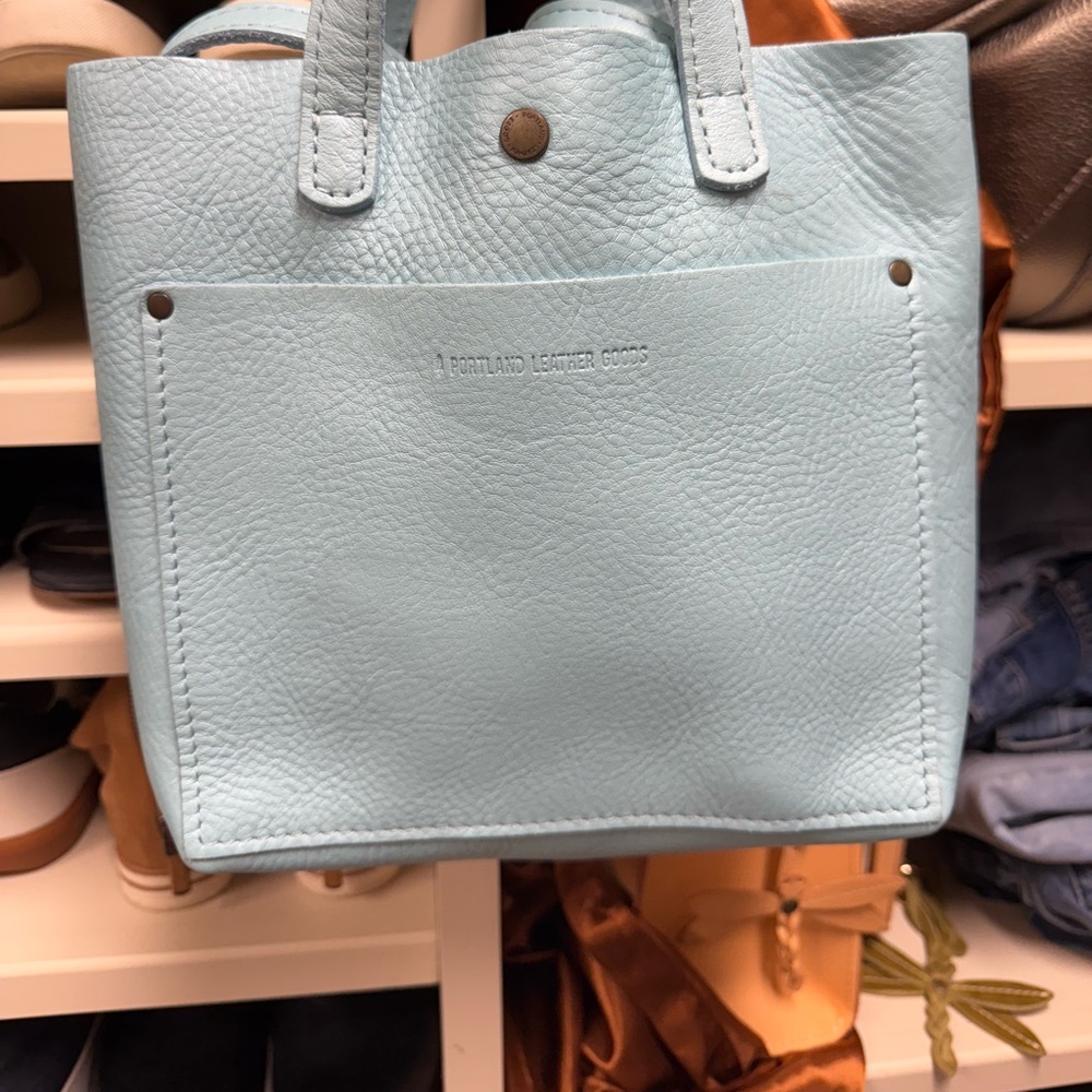 New Cabo Blue Portland Leather mini Snap crossbody Tote Bag